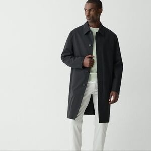 Theory Black Trench Coat Nylon Cotton Large